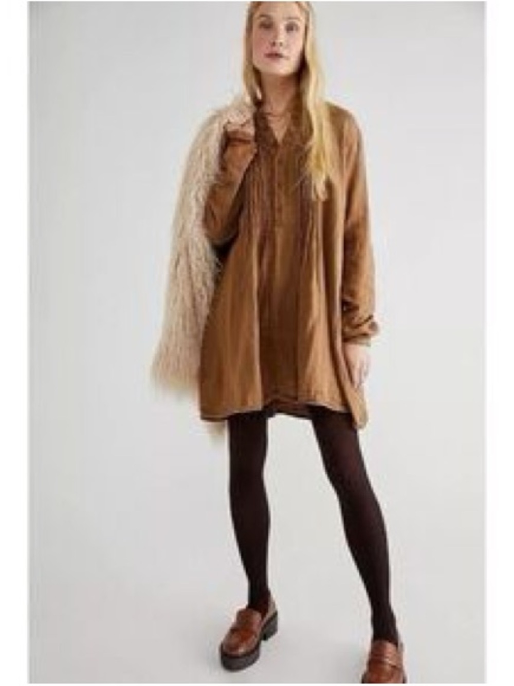 Free People x CP Shades Brown Tunic Mini Dress